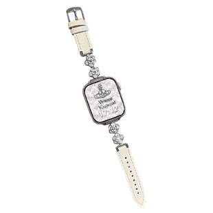 山茶花表带适用iwatch s11手表applewatch10苹果S9手表秋冬轻奢皮质s9s8se3女生Applewatchseries654时尚配件