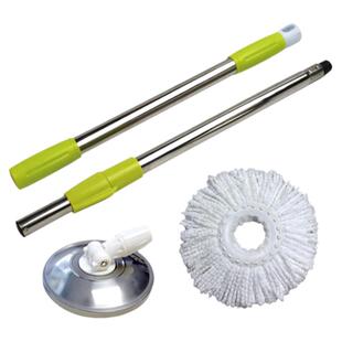 拖把杆旋转通用配件家用免手洗伸缩杆不锈钢替换杆子拖把头墩布杆