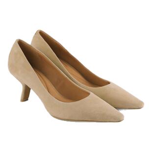 德芙琳鹿皮鞋6CM羊反绒高跟鞋2025年新款极简丝光猫细跟气质女鞋