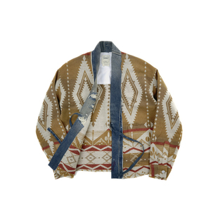 SONOFLOONG花道袍外套牛仔拼接夹克口袋民族风衬衫复古rrl男女潮