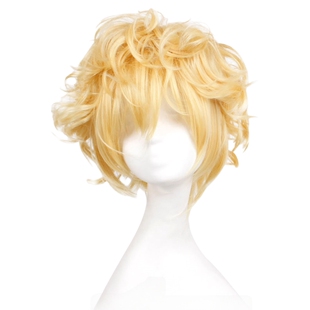 馒头家 cosplay假发 狂欢节YOGI与仪 夏亚金黄色短卷发短发假毛