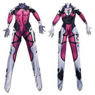 万圣节女款成人儿童守望先锋机械Dva Cosplay连体紧身衣服Zentai