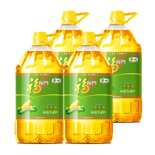 福临门非转基因压榨玉米油5.43LX4桶食用油色拉油