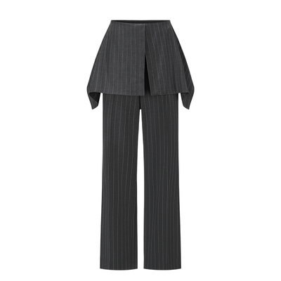 deepmoss层叠衬衫腰头羊毛直筒裤