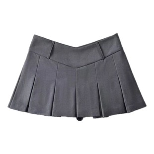 High waist slimming pleated skirt女式高腰显瘦百褶裙A字半身裙
