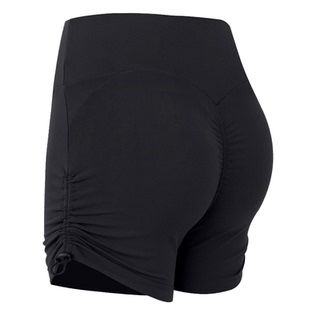 岚纹性感提臀瑜伽短裤女弹力抽绳跑步运动三分裤收腹健身热裤春夏