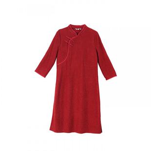 布符新中式「朱樱羊毛提花奥黛旗袍上衣」2026年春季新品长款女装