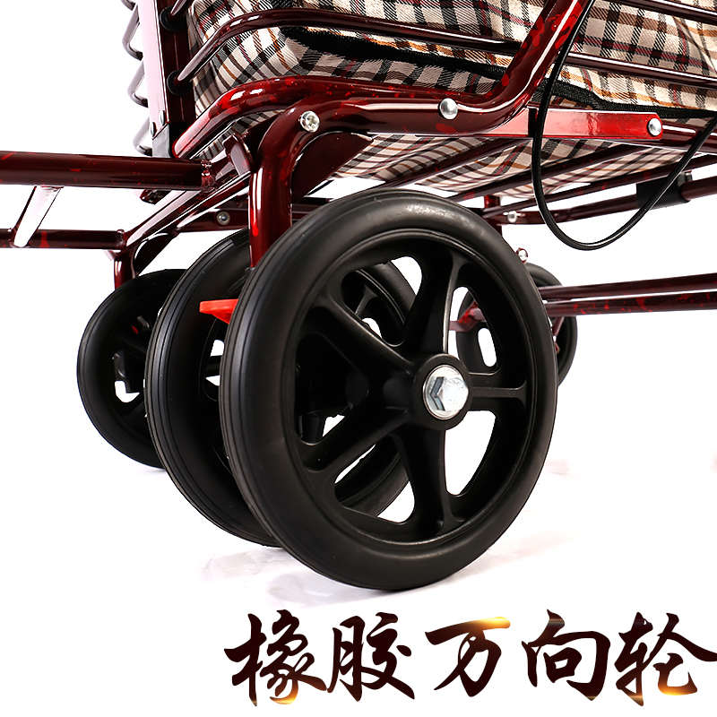 老年代步车购物车老人手推车折叠可推可坐助行器带座椅四轮买菜车