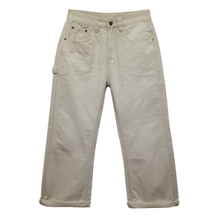 布冷布热 薄款宽松大直筒牛仔裤男春夏浅卡其色新款全棉无弹长裤