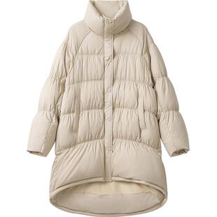 播 bo 商场同款中长款宽松保暖24冬白鸭绒羽绒服女BDR4RD2504