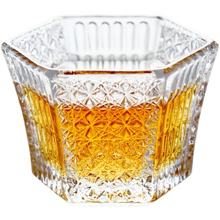 津轻六角玻璃杯日本进口日式功夫茶杯个性白酒烈清酒小酒杯aderia