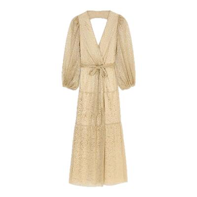 ba&sh金细闪露背年会派对连衣裙