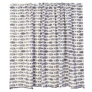 北欧美式乡村地中海田园棉麻鱼儿半帘门帘小窗帘穿杆帘防尘遮挡帘