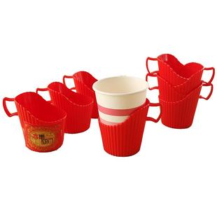 杯托一次性杯子杯套加厚塑料杯托防烫手隔热创意纸杯架通用底座杯