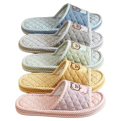 布艺棉拖言叶加厚静音一字型可爱