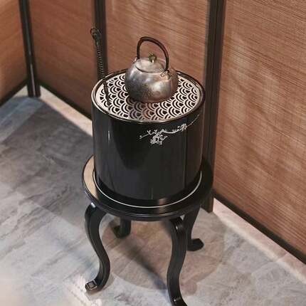 立木堂北美雪松木火钵碳炉茶几组合套装围炉煮茶茶空间复古碳炉桌