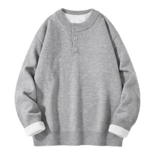 回力亨利领毛衣男秋冬季2025新款加绒加厚保暖内搭打底针织衫外套