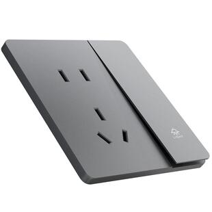 木林森开关插座面板86型暗装一开5五孔16A空调超薄灰色肤感开关