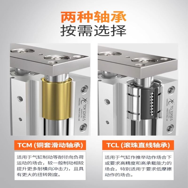 星辰小型气动迷你三轴微型带导杆气缸MGJ6/10-5/TCM10-10/15/20/S