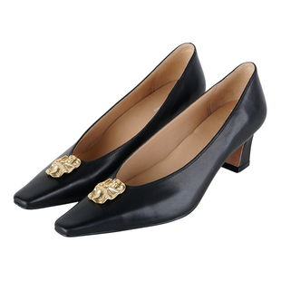 IORE理想矿石设计师原创 时间揉皱的一片光 皱金扣方头中跟单鞋