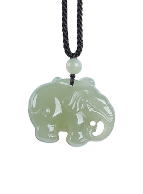 天然新疆和田玉大象吊坠