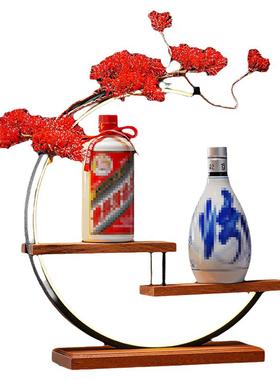 白酒发展示架博古架 桌面摆件灯圈底座酒水品鉴陈列酒店手办定制