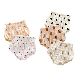 婴儿短裤夏季棉纱布透气大屁屁裤子宝宝花苞裤外穿韩版婴幼儿夏装