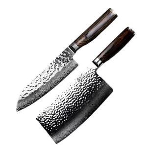 旬旗舰店日本进口菜刀大马士革中华菜刀厨师刀锤纹套装家用