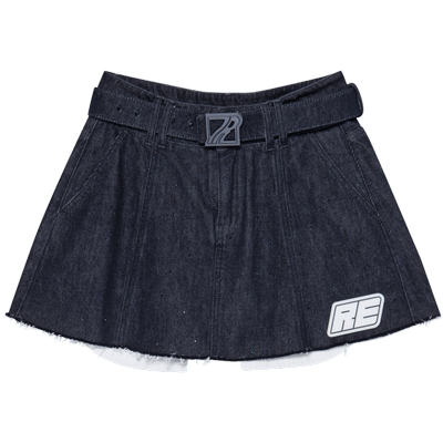 revan甜酷风烫钻藏青色短裙