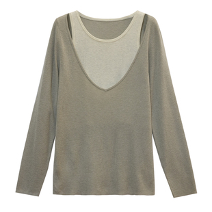 胖mm冬季假两件性感针织衫木子理想大码女装舒适内搭打底衫200斤