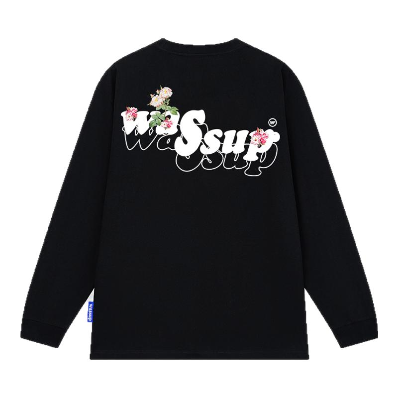 WASSUP美式潮牌重磅圆领长袖T恤