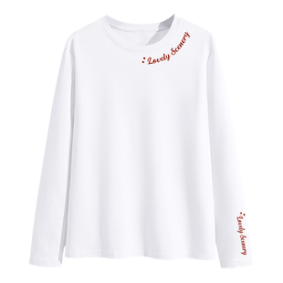 名创优品白色长袖t恤女2026新款早春季打底衫学生纯棉内搭女上衣D