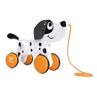Hape拖拉斑点狗木制手拉绳牵线小动物幼儿童宝宝学步学爬益智玩具