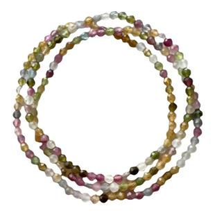 天然正品巴西碧玺小米珠手链女手串多彩水晶电气石旺夫石国潮可爱