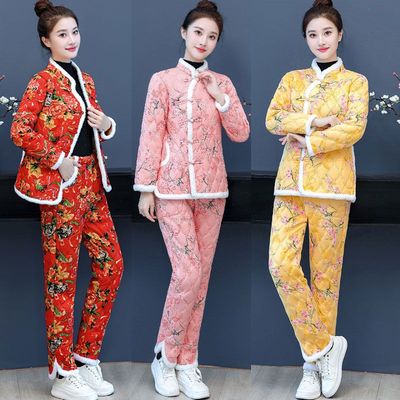 年轻人洋气东北大花棉袄棉衣棉服女套装新款冬季国风妈妈棉袄棉裤