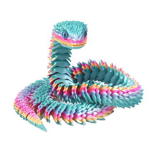 三3d打印蛇玩具小蛇年关节仿真动物模型儿童礼物桌面装饰造景摆件