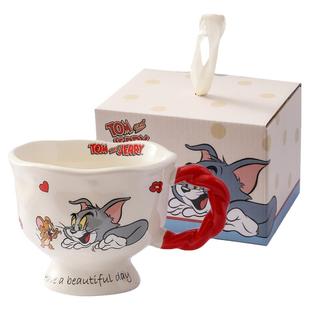 猫和老鼠陶瓷高脚马克杯家用儿童可爱早餐杯子情侣水杯生日礼物女