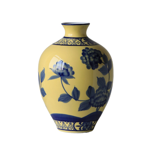 高级感青花瓷手绘花瓶玄关书房新中式艺术花器陶瓷摆件插花小口径