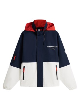 Tommy男装撞色可收纳帽宽松夹克