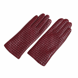 进口西班牙清水山羊皮真皮手套女式薄款户外骑行修手丝里手工编织