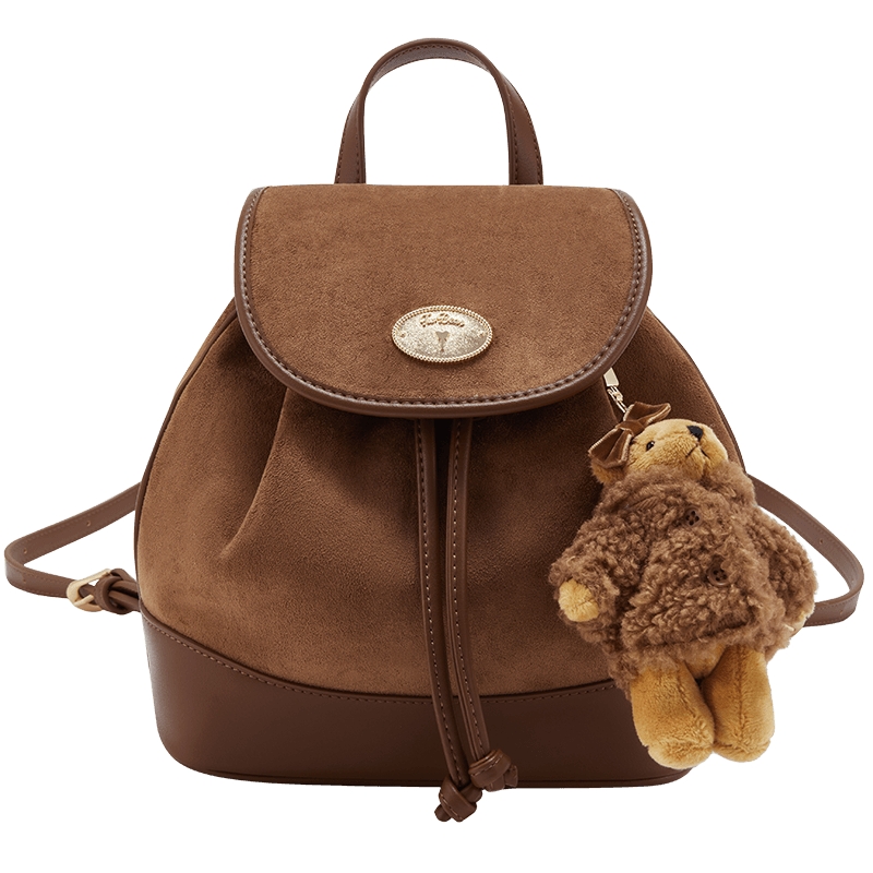 TeenieWeenie小熊女装双肩包2025年秋冬新款复古质感时尚抽绳背包