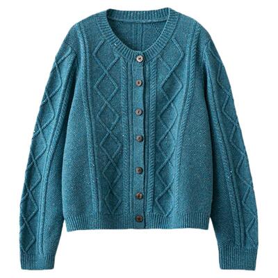 多色绵羊毛针织开衫围脖