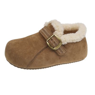 冬季新款加绒毛毛鞋内增高勃肯鞋