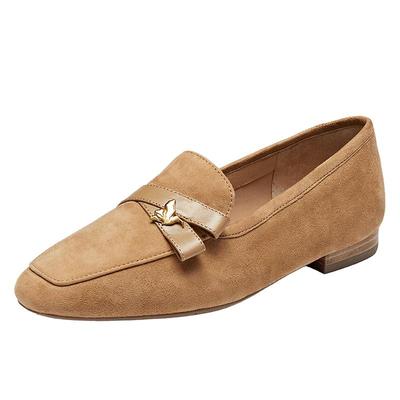 真美诗晚秋2024秋季新款金属鸢尾花钉扣羊绒乐福鞋女YOK66CA4