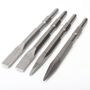 小电镐凿子 钻头 加长长六角尖镐扁镐尖凿加宽扁凿六角钻头 1米