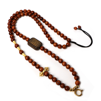 泰国佛牌挂绳项链绳配链新中式复古五条经文檀木文玩唐卡吊坠挂绳