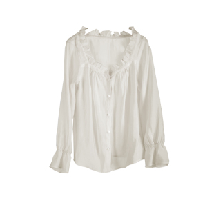 白色V领莱赛尔天丝衬衫女2026年春季新款长袖衬衣早秋薄款上衣