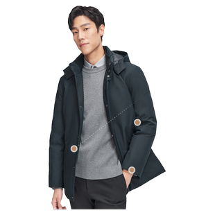 【白鹅绒】金利来25冬季新款三防中长款男士鹅绒服羽绒防寒服外套