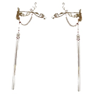 原创手工古风流苏对夹红色玛瑙汉服仙侠古典国风头饰宫廷异域铜配