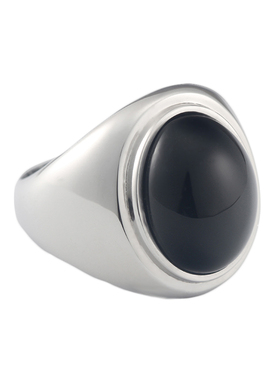 男士黑玛瑙925纯银食指戒可定制